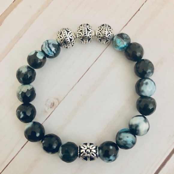 Men’s luxury genuine natural stone bead bracelet. - Picture 2 of 2